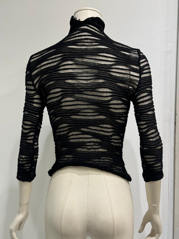 2000s Roberto Cavalli real fur transparent mesh knit