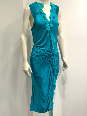 S/S2006 Roberto Cavalli ruffled wrap midi dress