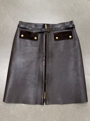 F/W2000 Gucci leather zip mini skirt