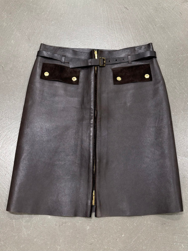 F/W2000 Gucci leather zip mini skirt