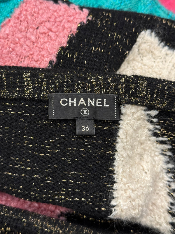F/W1994 Chanel geometric color-block intarsia sweater