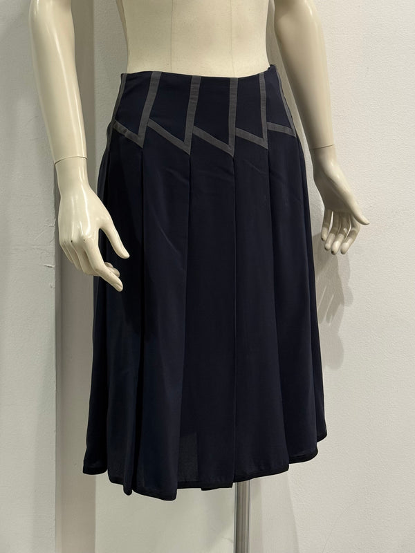 1990s Prada geometric pleated midi skirt