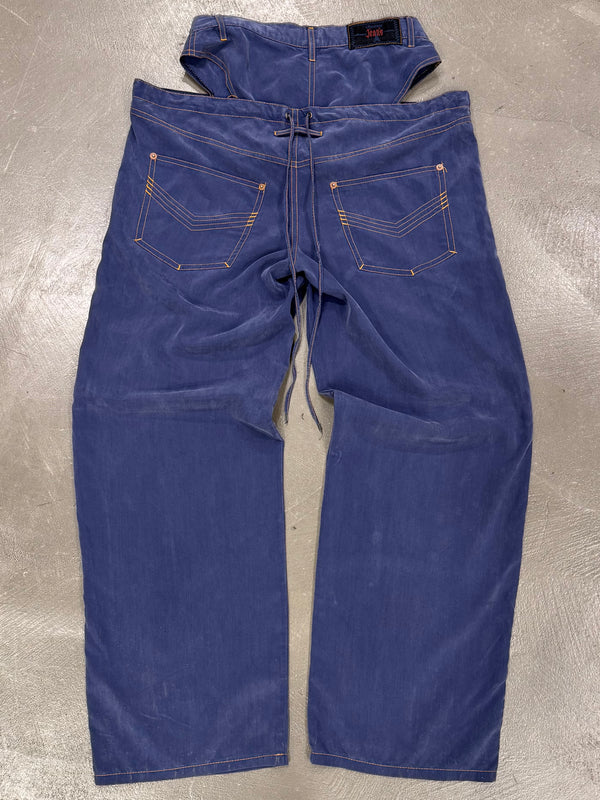 1990s Jean Paul Gaultier western deconstructed waist thong pants