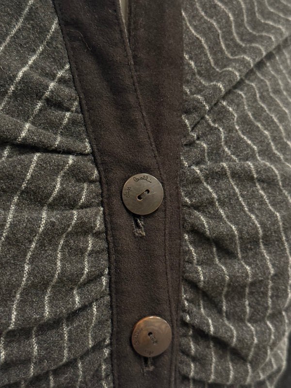 2000s Roberto Cavalli structured ruched velvet trim stiped jacket