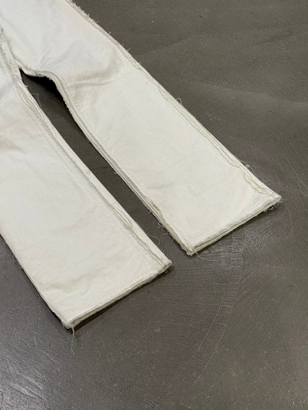 A/W2004 Maison Margiela white raw edge straight-leg pants