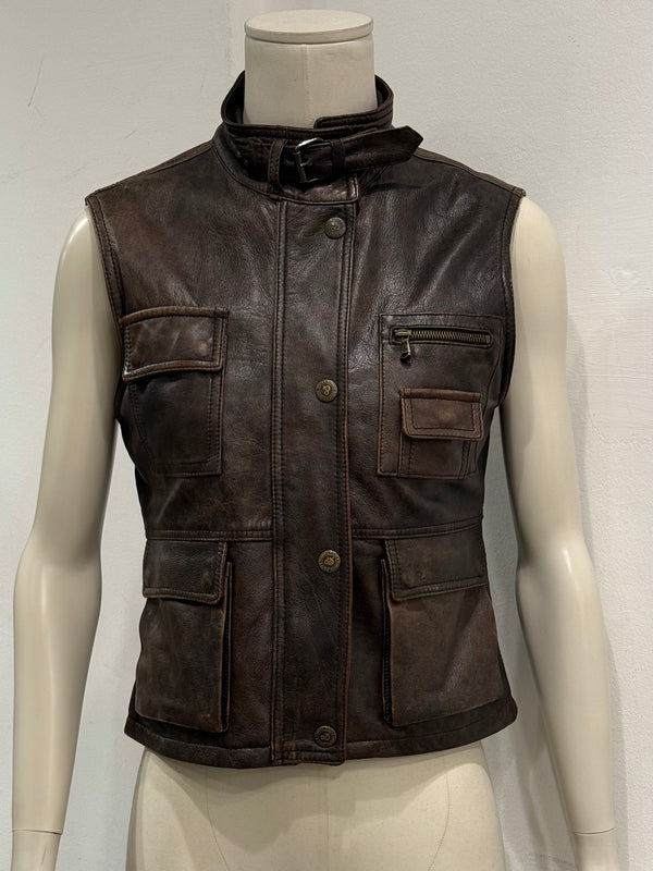2000S Dolce & Gabbana military cargo leather vest