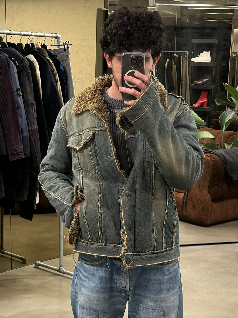 A/W2005 Roberto Cavalli shearling faded jacket