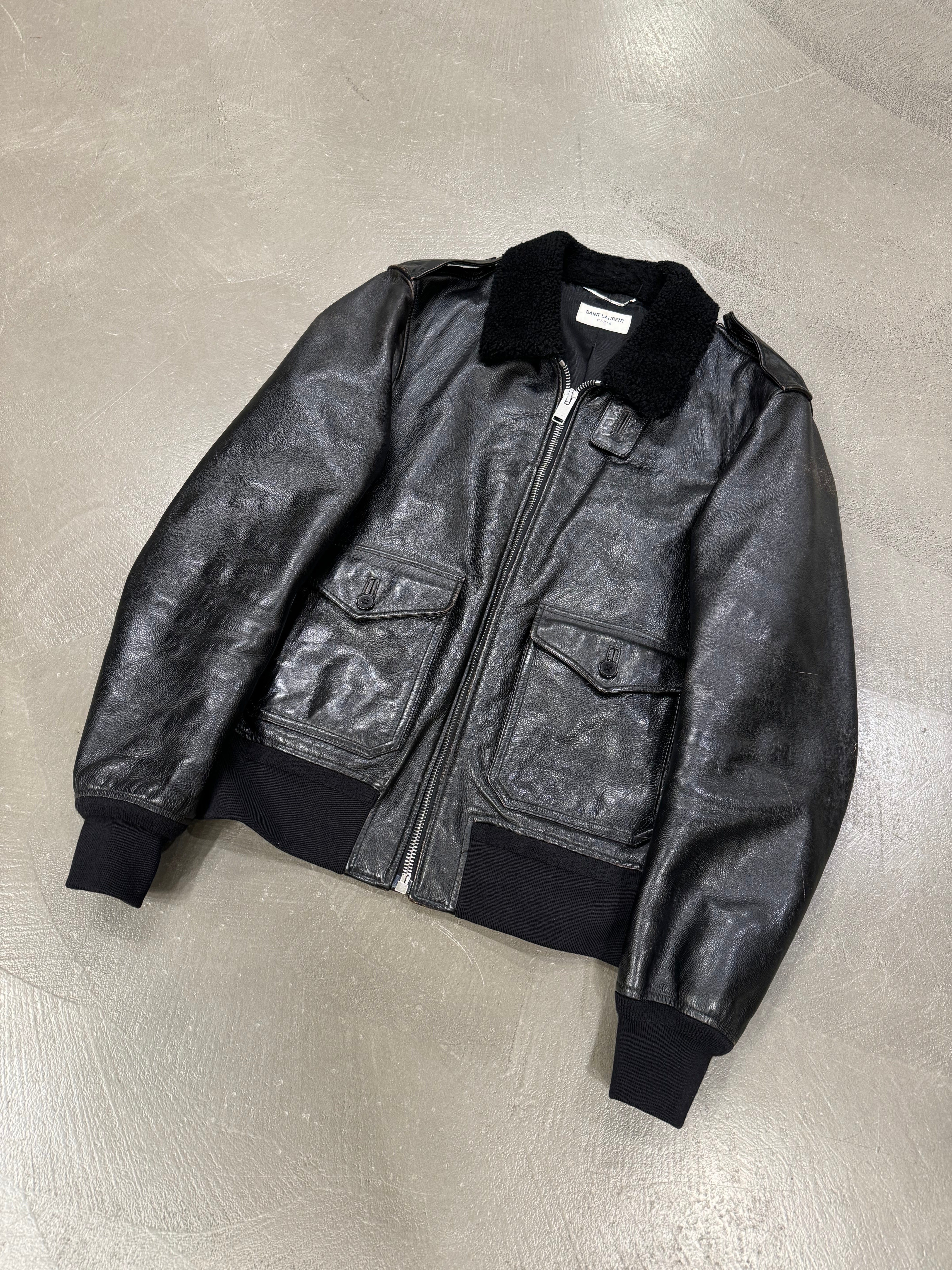A/W2013 Saint Laurent by Hedi Slimane aviator shearling leather bomber