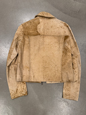 2005 Roberto Cavalli eroded distressed leather jacket