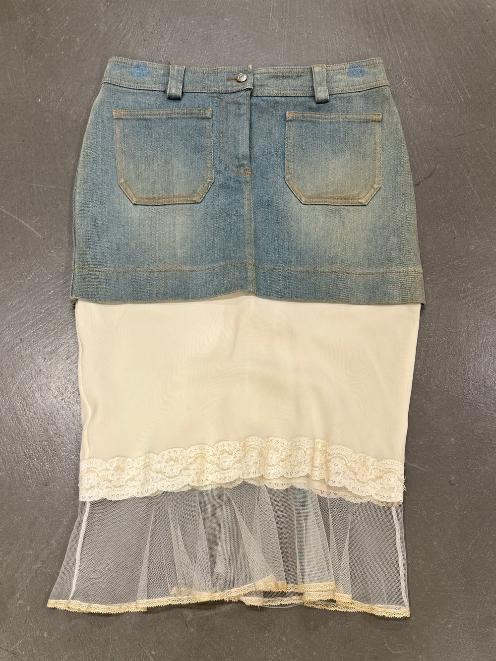 A/W2005 Christian Dior by John Galliano denim and silk hybrid skirt