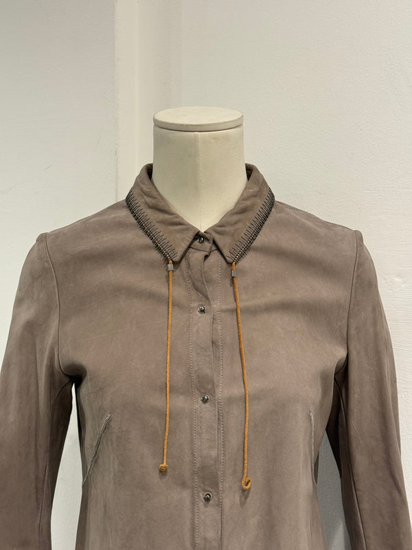 Isaac Sellam metal neck inserts leather jacket