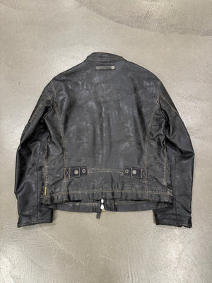 2000s Armani acid wash faded faux leather jacket