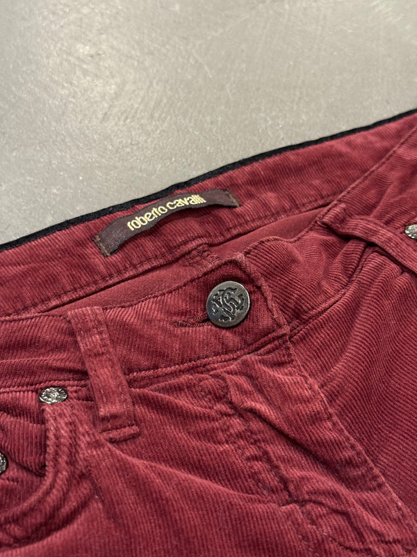 2000s Roberto Cavalli burgundy corduroy pants