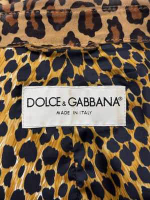 1990s Dolce & Gabbana leather leopard print cropped jacket