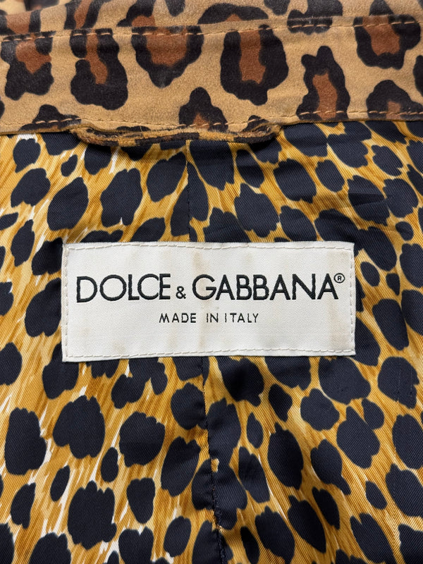 1990s Dolce & Gabbana leather leopard print cropped jacket