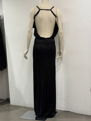 2000s Plein Sud buttons cowl-neck long evening dress