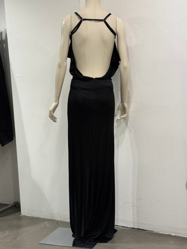 2000s Plein Sud buttons cowl-neck long evening dress