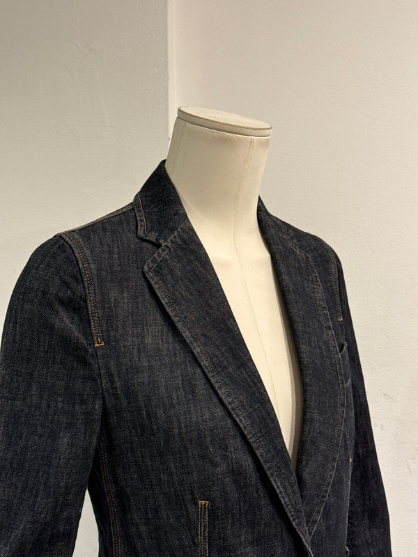 2002 Gucci by Tom Ford raw denim blazer jacket
