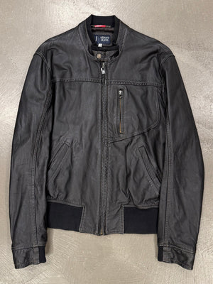 2000s Armani leather bomber jacket