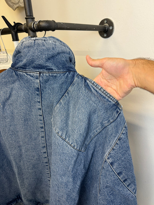 1980s Katharine Hamnett padded denim double breasted bomber