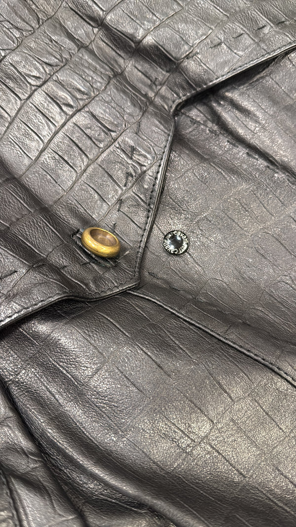 2000s Cavalli heavy leather coat