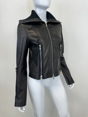 A/W 2003 Dolce & Gabbana full zipper high neck leather jacket