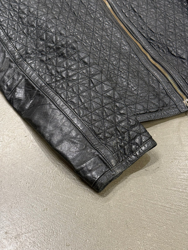 2000s Armani quilted diamond leather jacket
