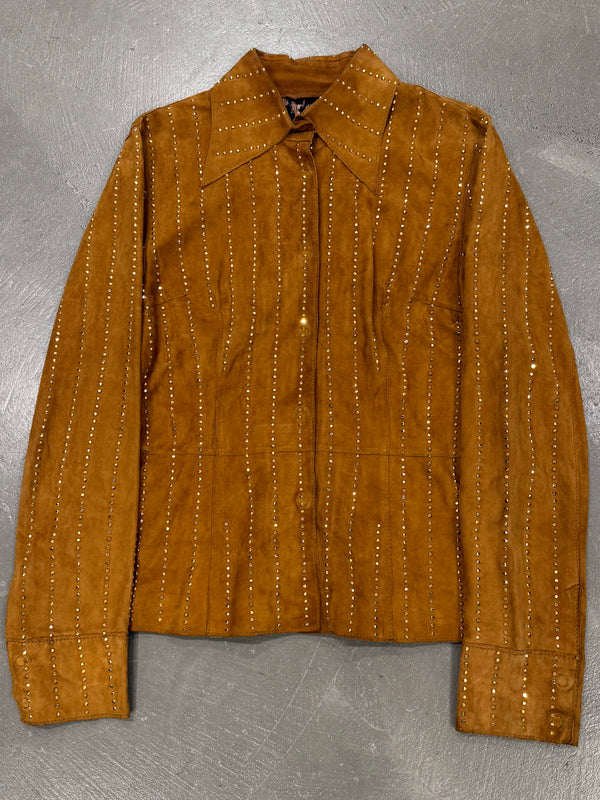 2001 Dolce & Gabbana studded embellished suede leather jacket