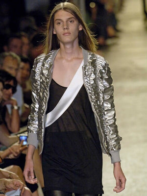 S/S2007 Dior Homme by Hedi Slimane runway silver metallic bomber jacket