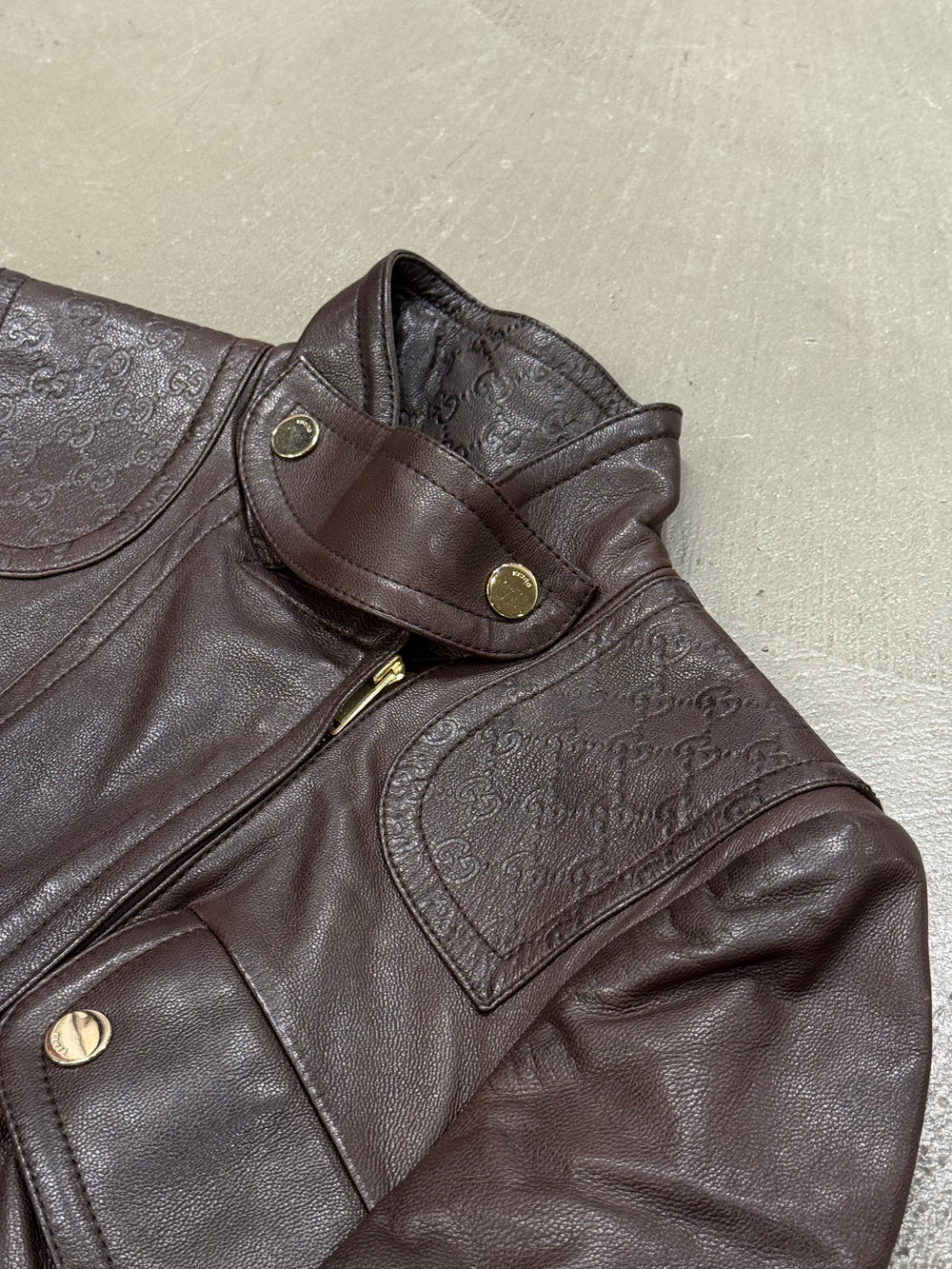 2000s Gucci monogram military leather jacket