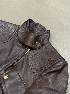 2000s Gucci monogram military leather jacket