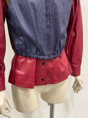 1980s Giorgio Armani panelled leather bomber jacket