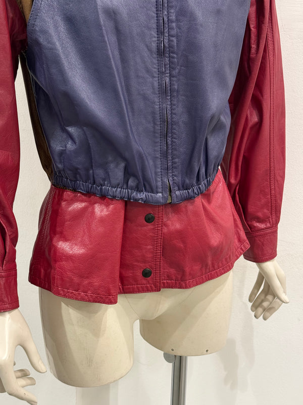1980s Giorgio Armani panelled leather bomber jacket