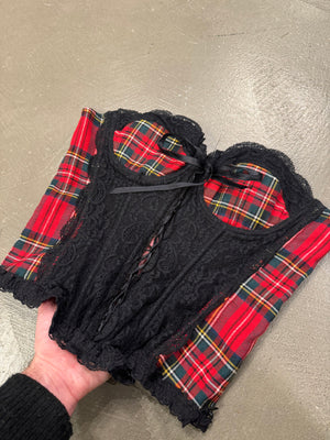 1990s Moschino checkered corset