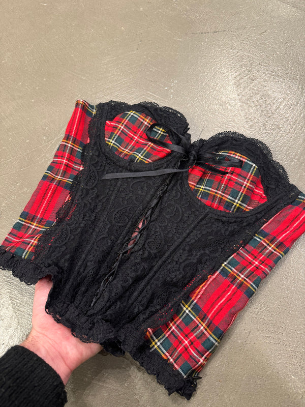 1990s Moschino checkered corset