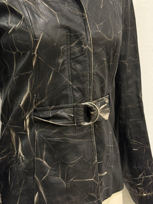 2000s Plein Sud dyed effect distressed leather jacket