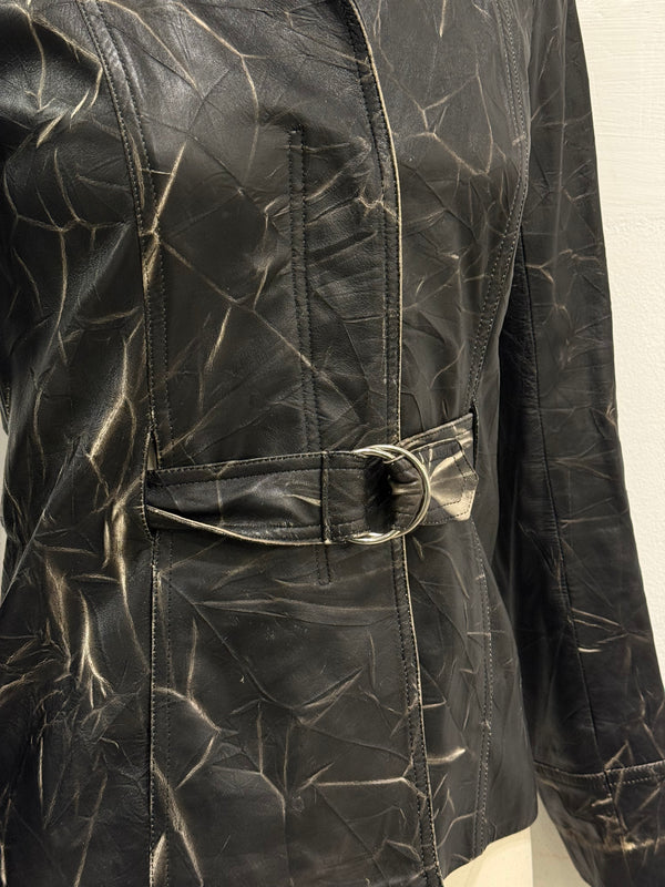 2000s Plein Sud dyed effect distressed leather jacket