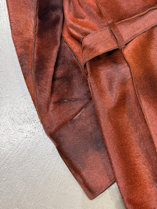A/W2000 Roberto Cavalli pony hair leather belted coat