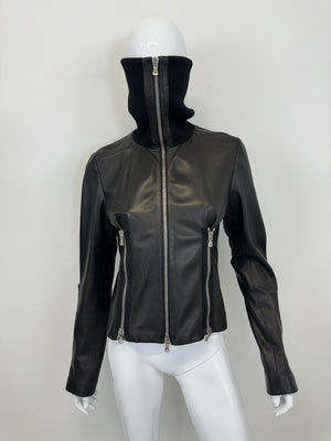 A/W 2003 Dolce & Gabbana full zipper high neck leather jacket