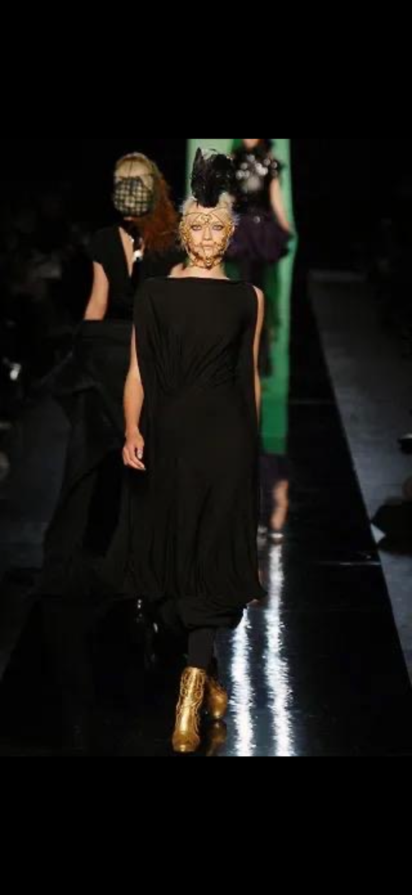 A/W2007 Jean Paul Gaultier runway painting deconstructed long dress
