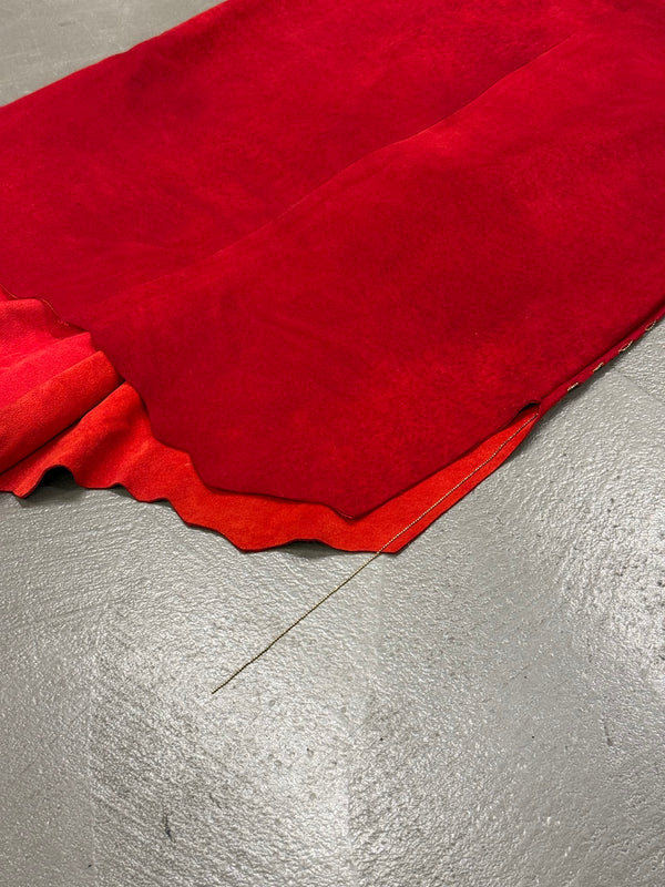 Roberto Cavalli red suede leather skirt
