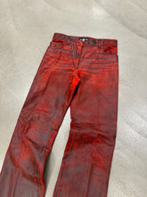 Load image into Gallery viewer, A/W2001 Ann Demeulemeester distressed painted red leather pants
