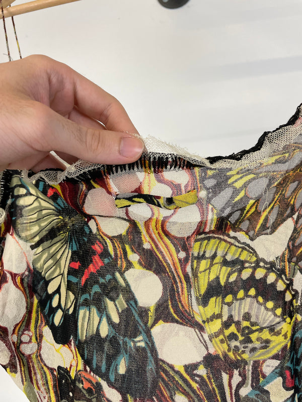 SS2003 Jean Paul Gaultier butterfly tattoo mesh top