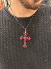 Load image into Gallery viewer, 2000s Dolce &amp; Gabbana red stone cross necklace
