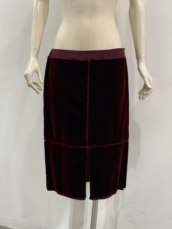 A/W2002 Yves Saint Laurent by Tom Ford red velvet skirt