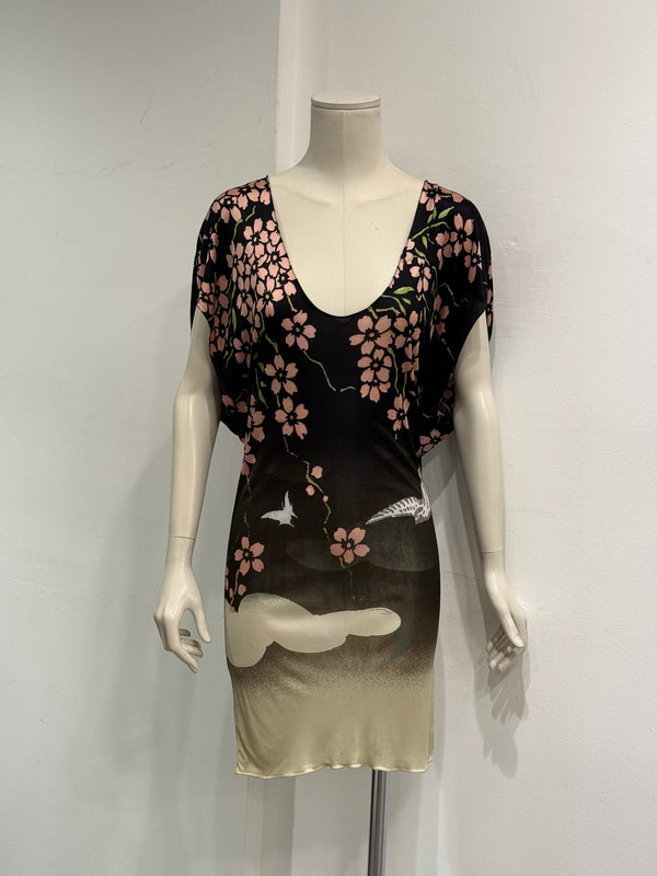 S/S2003 Gucci by Tom Ford runway cherry blossom dress with scarf