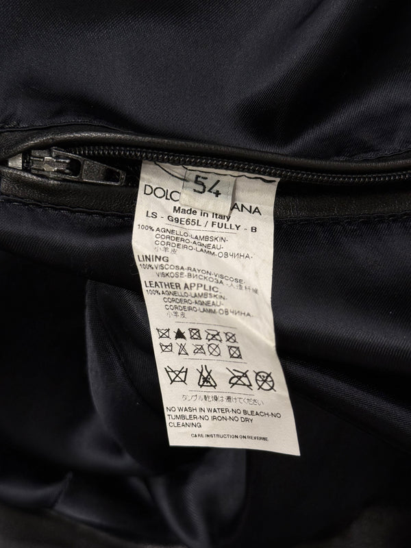 2000s Dolce & Gabbana leather bomber jacket with multiple zip pockets