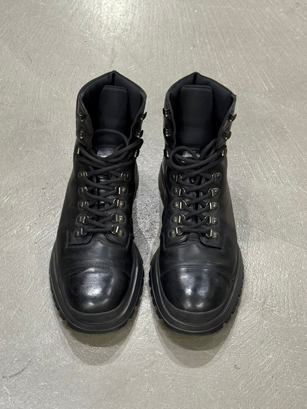 2000s Prada leather combat boots