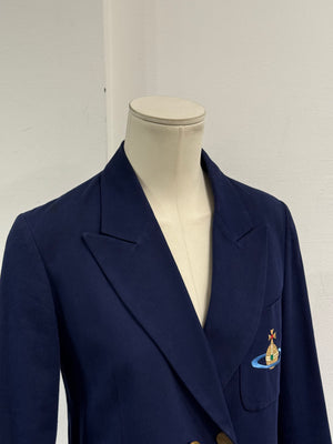 1990s Vivienne Westwood red label orb embroidered double-breasted blazer