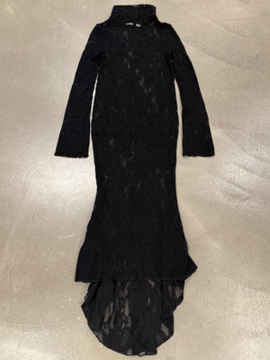 2000s Roberto Cavalli black lace mermaid dress
